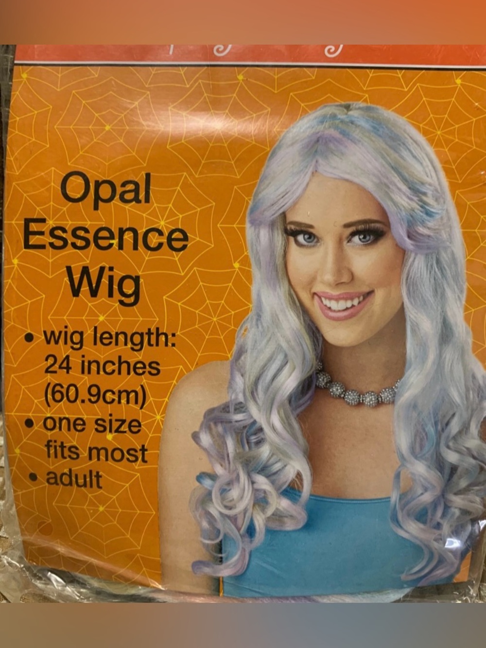 New adult long opal essence blonde blue pink curly costume wig